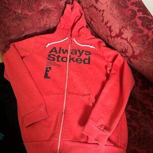 Red Dutch Bros Zip Up Hoodie- L